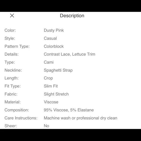 💕Host Pick💕 SHEIN Contrast Lace Panel Lettuce Edge Cami Top - Picture 2 of 5